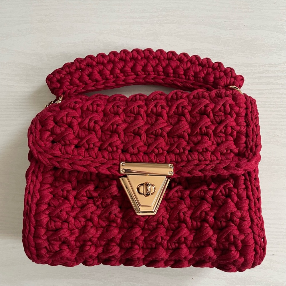 Handmade Crochet Bag Red Purse